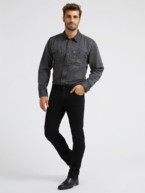 Guess Pantalon En Denim Coupe Slim Noir