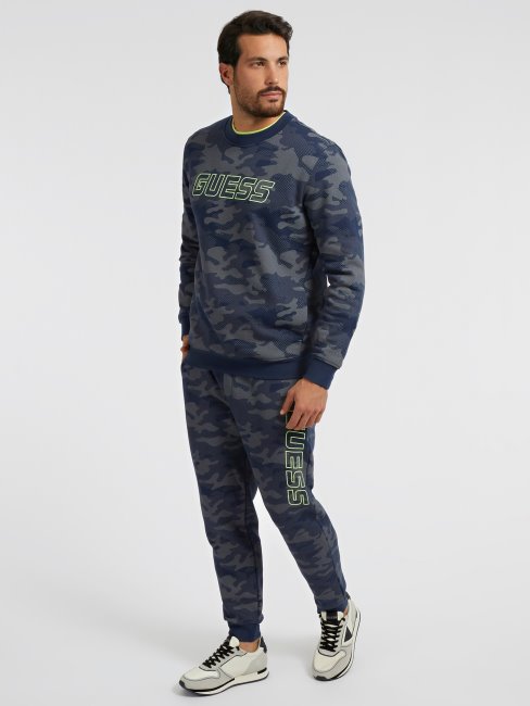 Sweat Gris à Imprimé Camouflage Multicolore Guess