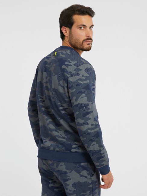 Sweat Gris à Imprimé Camouflage Multicolore Guess