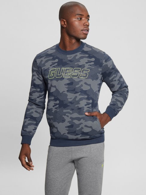 Sweat Gris à Imprimé Camouflage Multicolore Guess
