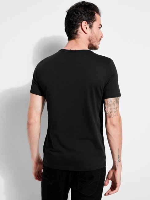 Tee Shirt Guess Noir Logo Ton Sur Ton