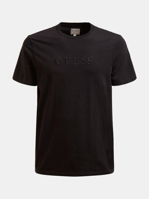 Tee Shirt Guess Noir Logo Ton Sur Ton