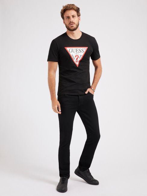 Tee Shirt Triangle Logo Guess Noir