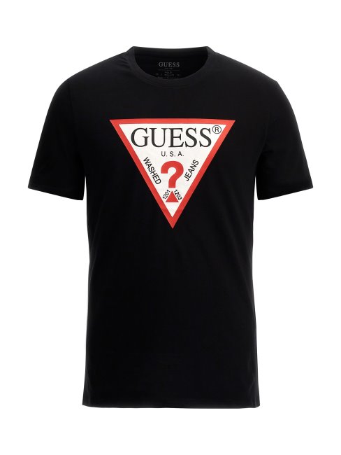 Tee Shirt Triangle Logo Guess Noir