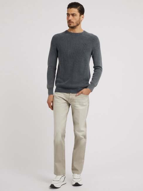 Pull Bleu En Maille Côtelée Guess