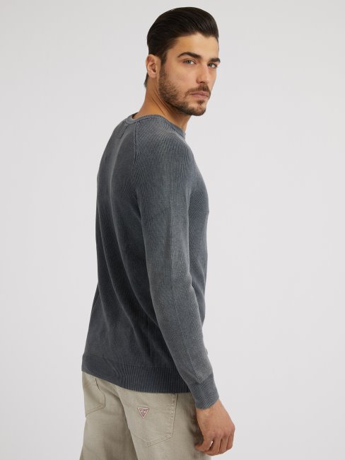 Pull Bleu En Maille Côtelée Guess