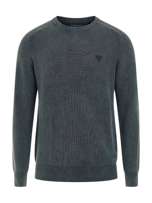 Pull Bleu En Maille Côtelée Guess