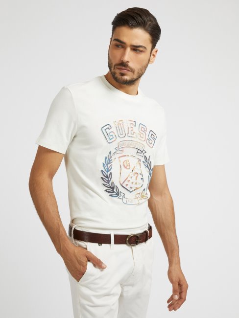 T-shirt Avec Logo Embossé Sur Le Devant Blanc Guess