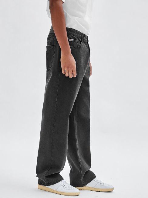 Guess Pantalon Droit En Denim Noir