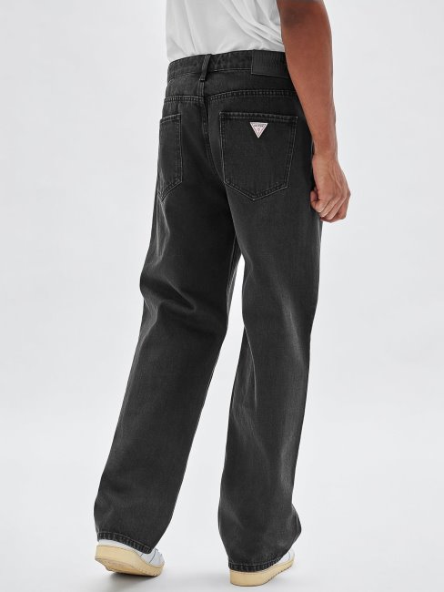 Guess Pantalon Droit En Denim Noir