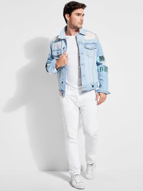 Tee Shirt Logo Ton Sur Ton Guess Blanc