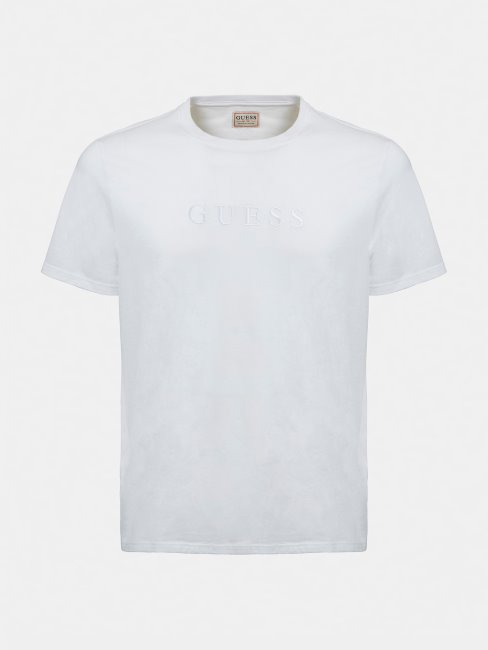 Tee Shirt Logo Ton Sur Ton Guess Blanc