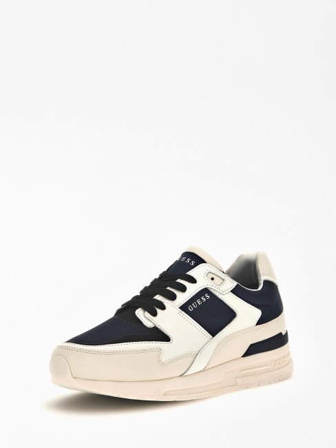 Guess Enna Chaussure De Course à Empiècement En Cuir Blanc