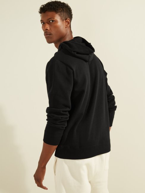Sweat Noir à Capuche Logo Guess