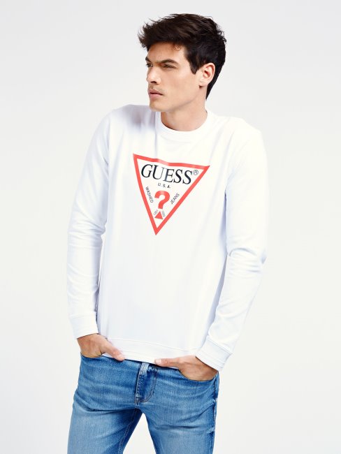 Sweat Triangle Logo Guess Blanc