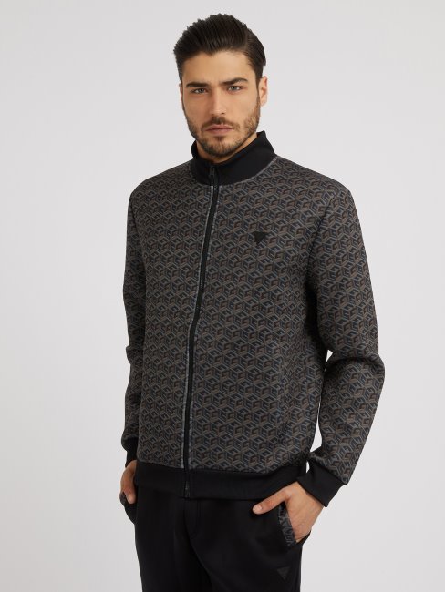 Guess All Over G Cube Logo Scuba Sweat Marron