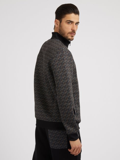 Guess All Over G Cube Logo Scuba Sweat Marron