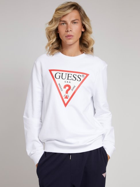 Sweat Blanc à Logo Triangle Guess
