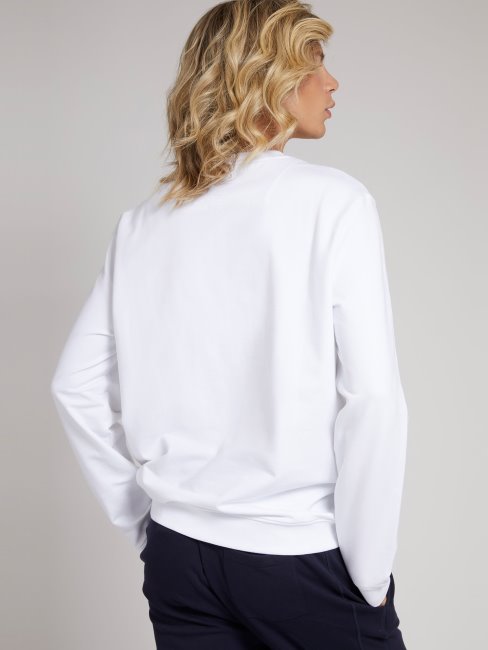 Sweat Blanc à Logo Triangle Guess