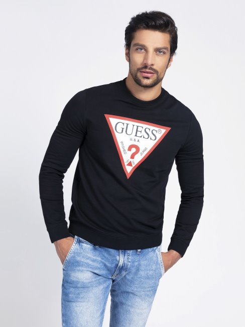 Sweat Triangle Logo Noir Guess Nouvelle Tendance