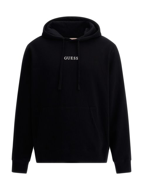 Sweat Noir à Capuche Logo Guess