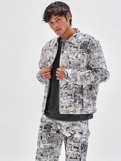 Guess Batman Comic Print Veste En Jean Blanc Multi