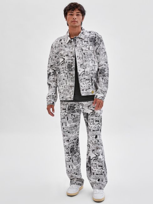 Guess Batman Comic Print Veste En Jean Blanc Multi