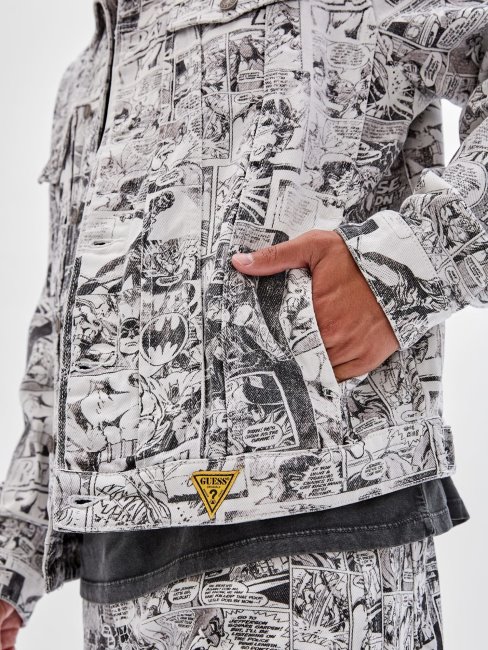 Guess Batman Comic Print Veste En Jean Blanc Multi