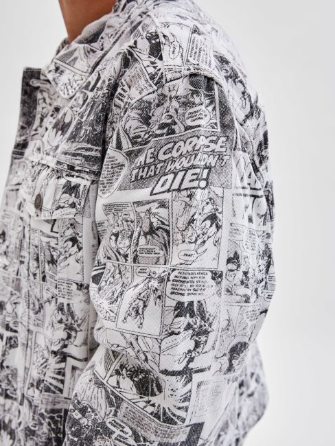 Guess Batman Comic Print Veste En Jean Blanc Multi
