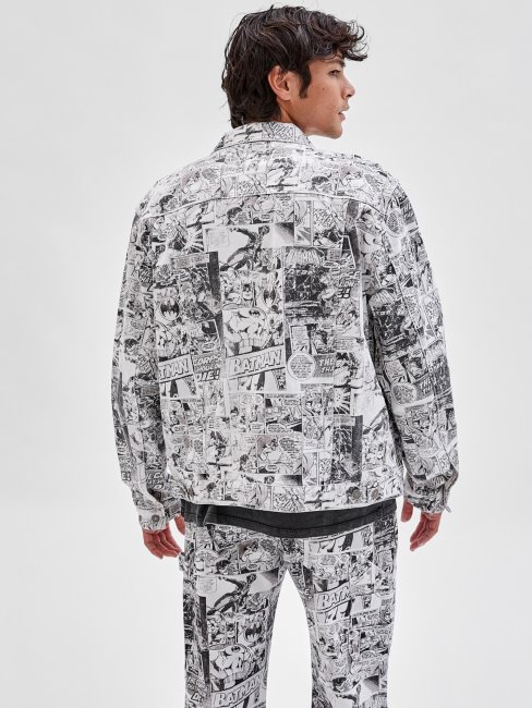 Guess Batman Comic Print Veste En Jean Blanc Multi