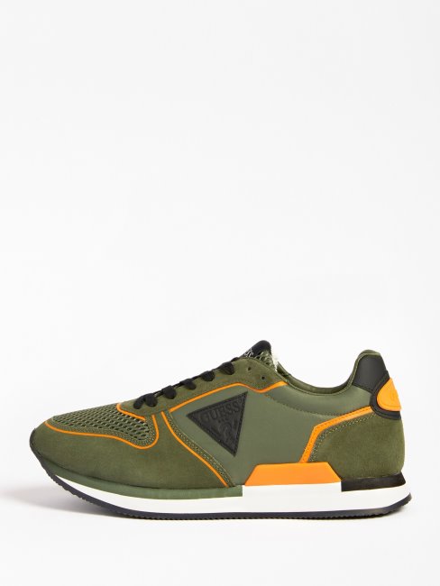 Chaussure De Course Guess Potenza Verte à Empiècement En Daim