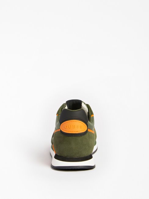 Chaussure De Course Guess Potenza Verte à Empiècement En Daim