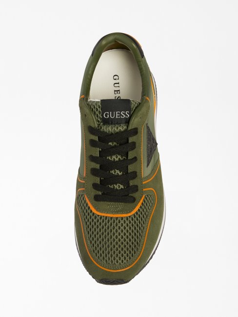 Chaussure De Course Guess Potenza Verte à Empiècement En Daim