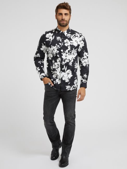 Chemise Imprimé Fleuri Guess Noir