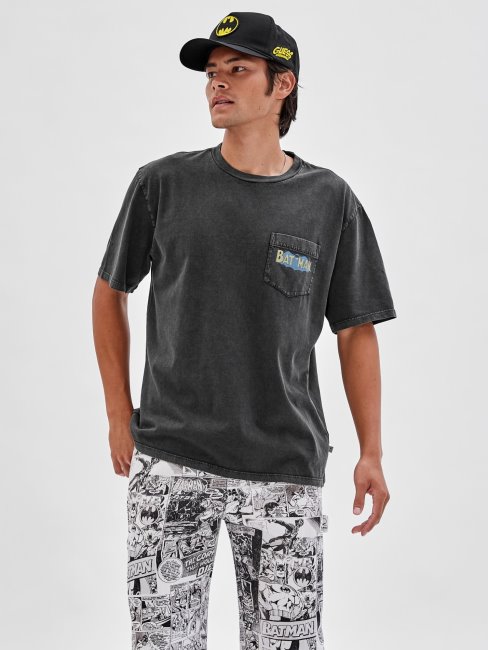 Tee Shirt Guess Noir Multi Imprimé Batman Au Dos
