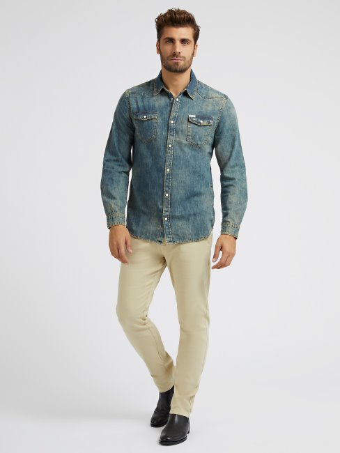 Chemise En Jean Slim Fit Guess Bleu