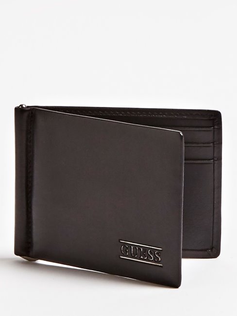 Pince à Billets Guess New Boston En Cuir Véritable Noir