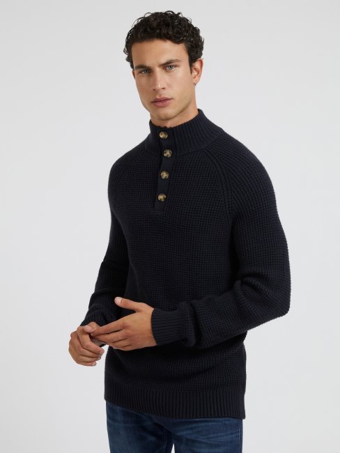 Pull Col Roulé Bleu Guess