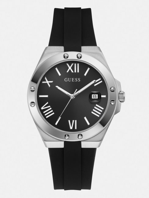 Montre Calendrier En Silicone Noir Guess