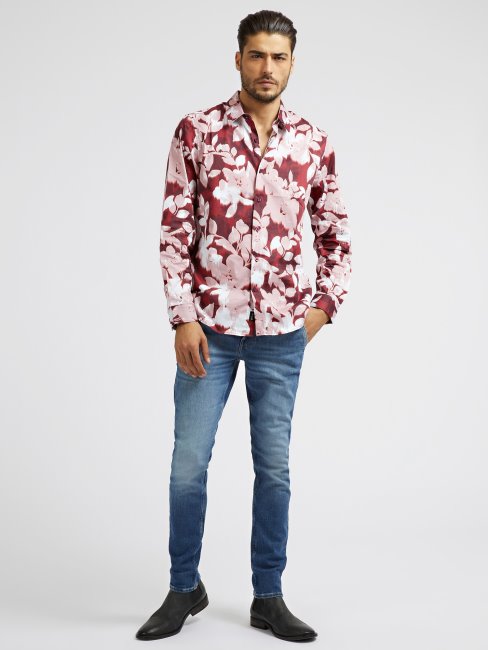 Chemise à Imprimé Fleuri Rouge Multi Guess