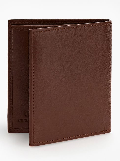 Portefeuille Scala Marron En Véritable Cuir Guess