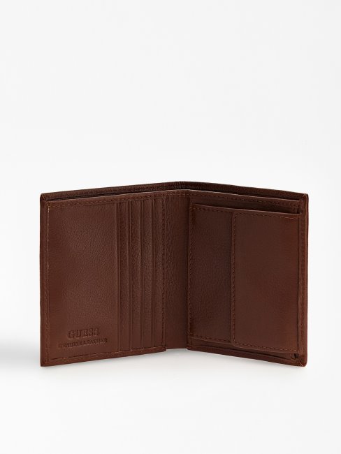 Portefeuille Scala Marron En Véritable Cuir Guess