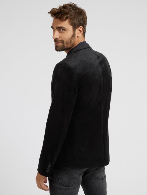 Blazer En Velours Coupe Regular Noir Guess