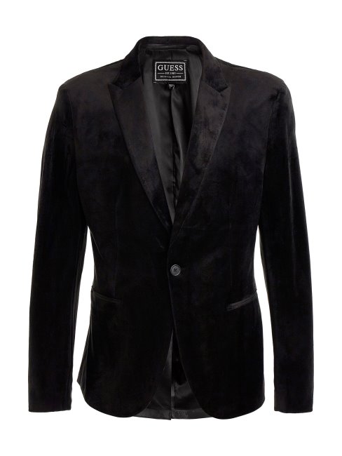 Blazer En Velours Coupe Regular Noir Guess
