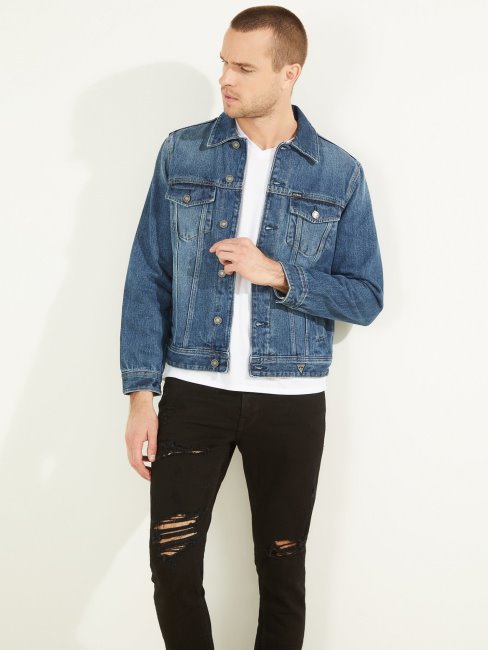 Nouvelle Veste En Jean Regular Fit Bleue Guess