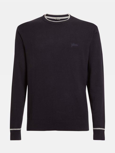 Pull Col Rond En Coton Stretch Guess Bleu