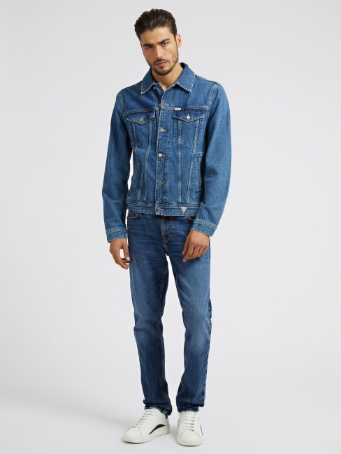 Nouveau Pantalon En Denim Coupe Slim Bleu Guess