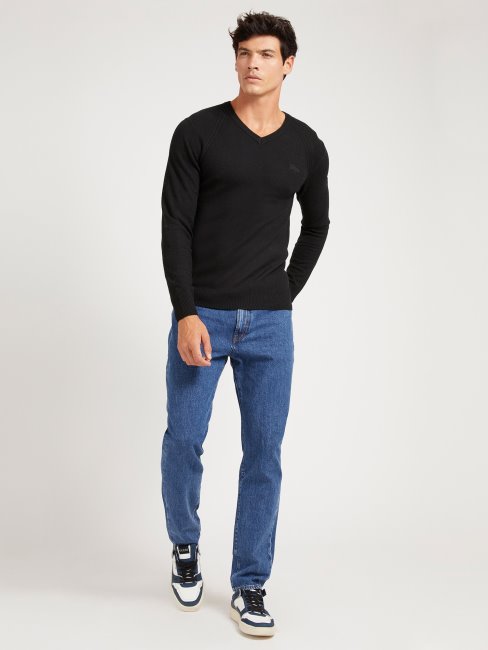 Pull Guess Noir Col V En Viscose Mélangée