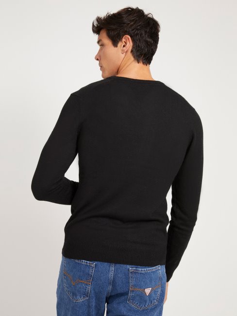 Pull Guess Noir Col V En Viscose Mélangée