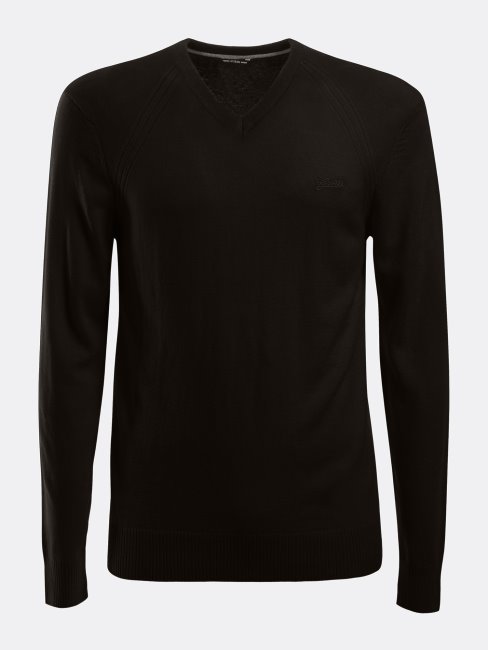 Pull Guess Noir Col V En Viscose Mélangée